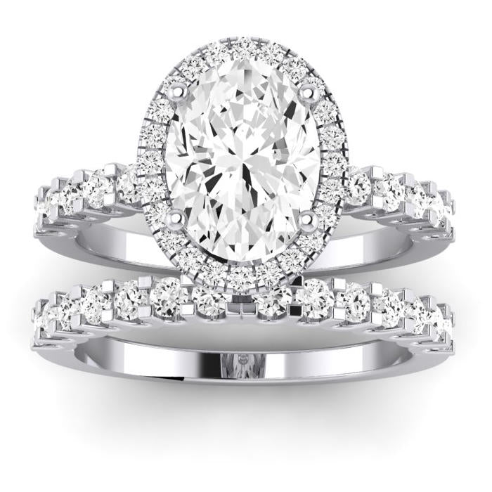 Sweet Pea Moissanite Matching Band Only ( Engagement Ring Not Included) For Ring With Oval Center whitegold