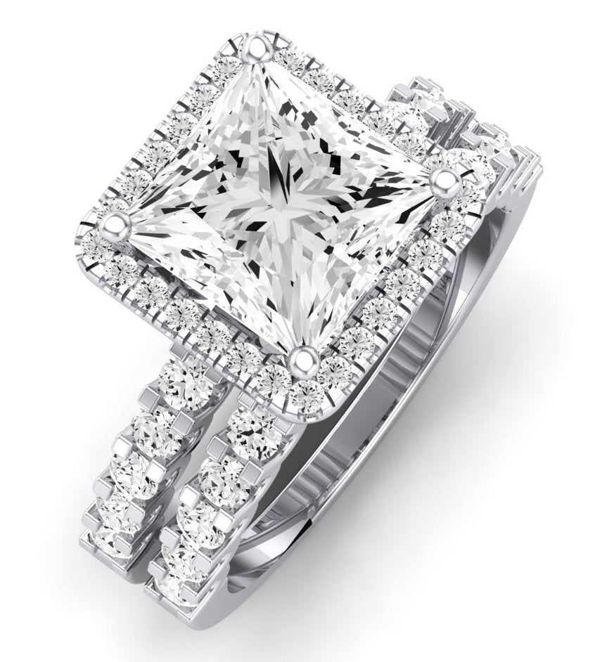 Sweet Pea Moissanite Matching Band Only ( Engagement Ring Not Included) For Ring With Princess Center whitegold