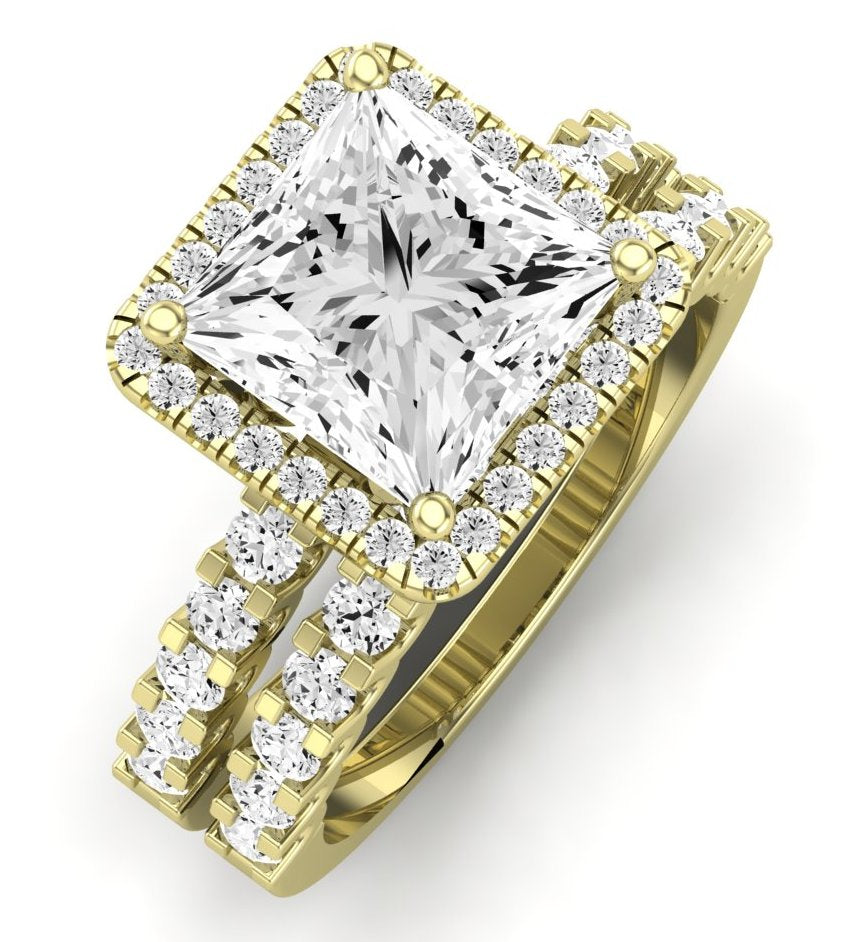 Sweet Pea Moissanite Matching Band Only ( Engagement Ring Not Included) For Ring With Princess Center yellowgold