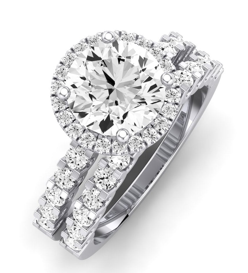 Sweet Pea Moissanite Matching Band Only (does Not Include Engagement Ring) For Ring With Round Center whitegold