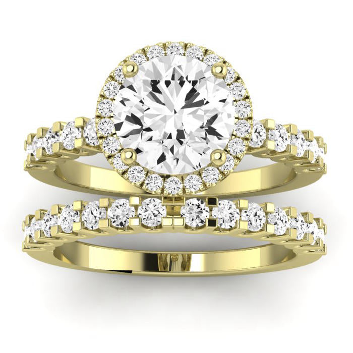 Sweet Pea Moissanite Matching Band Only (does Not Include Engagement Ring) For Ring With Round Center yellowgold
