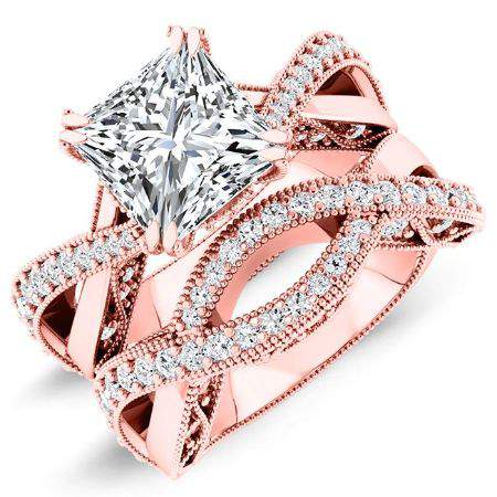 Tansy Moissanite Matching Band Only (engagement Ring Not Included) For Ring With Princess Center rosegold