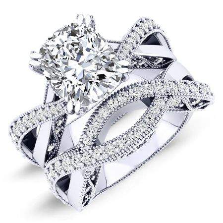 Tansy Cushion Diamond Bridal Set (Lab Grown Igi Cert) whitegold