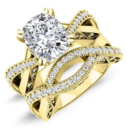 Tansy Diamond Matching Band Only (engagement Ring Not Included) For Ring With Cushion Center yellowgold