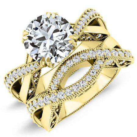 Tansy Moissanite Matching Band Only (engagement Ring Not Included) For Ring With Round Center yellowgold