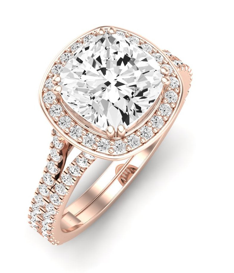 Tea Rose Cushion Moissanite Engagement Ring rosegold