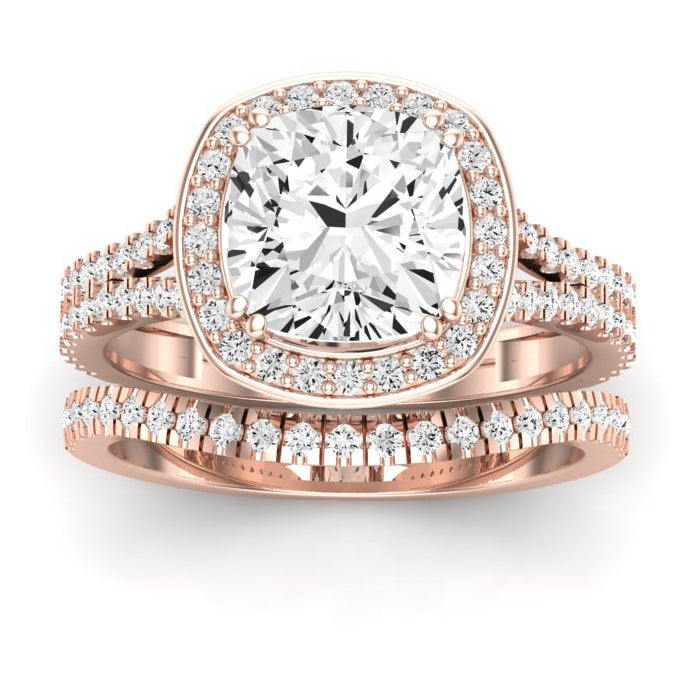 Tea Rose Cushion Diamond Bridal Set (Lab Grown Igi Cert) rosegold