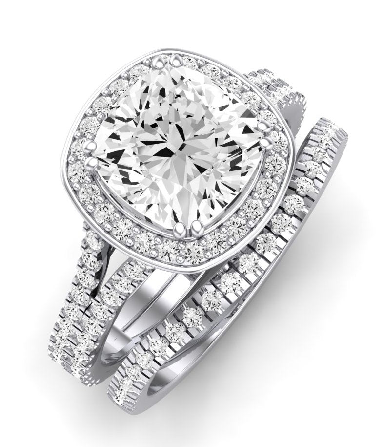 Tea Rose Diamond Matching Band Only (does Not Include Engagement Ring) For Ring With Cushion Center whitegold