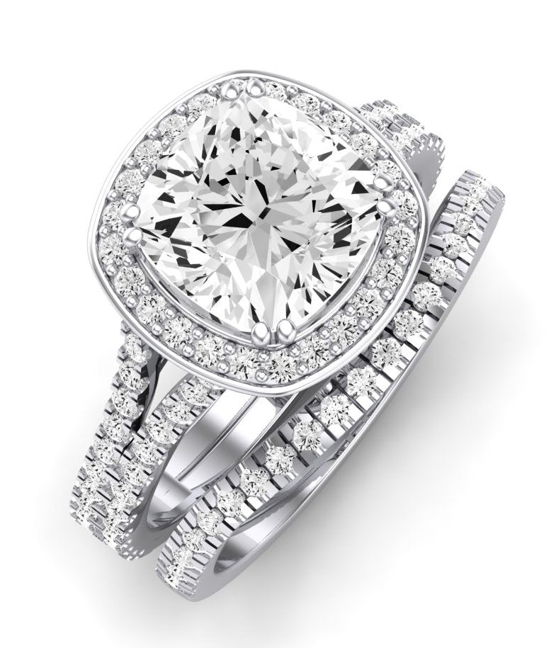 Tea Rose Cushion Diamond Bridal Set (Lab Grown Igi Cert) whitegold