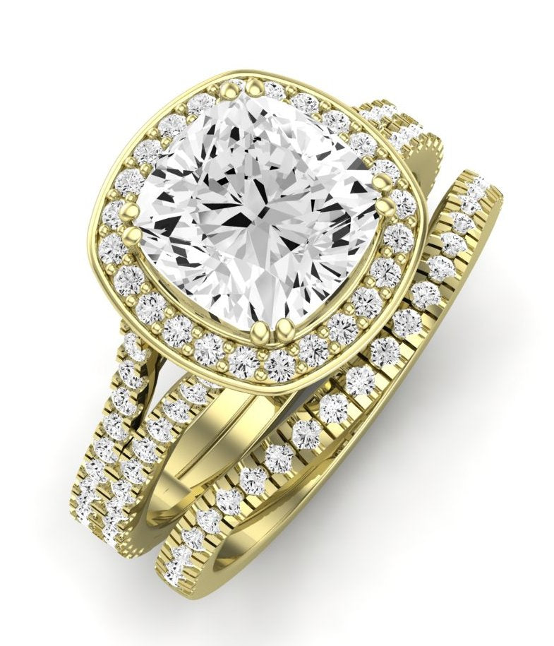 Tea Rose Cushion Diamond Bridal Set (Lab Grown Igi Cert) yellowgold