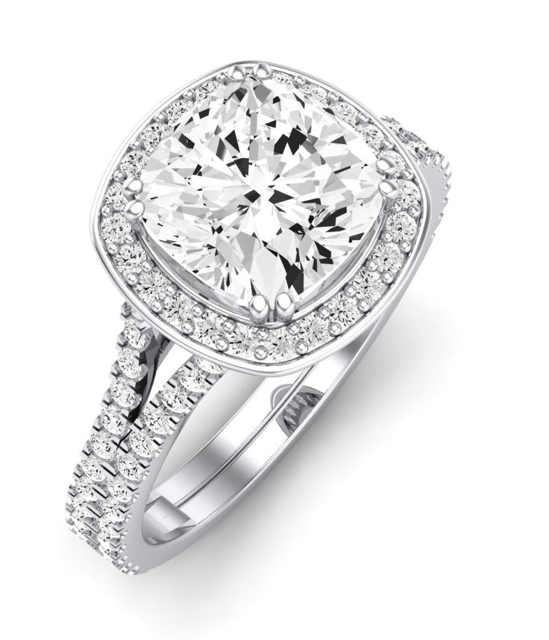 Tea Rose Cushion Diamond Engagement Ring (Lab Grown Igi Cert) whitegold