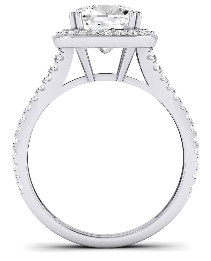 Tea Rose Cushion Diamond Engagement Ring (Lab Grown Igi Cert) whitegold
