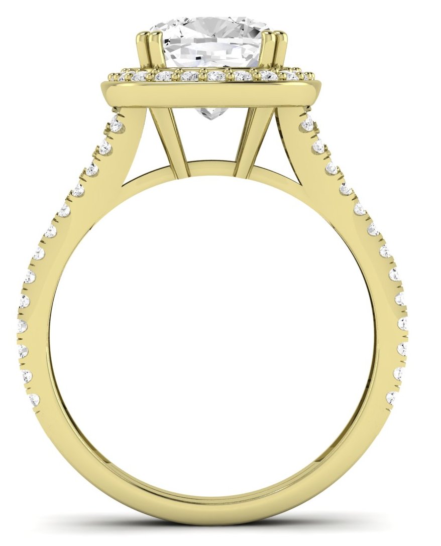 Tea Rose Cushion Diamond Engagement Ring (Lab Grown Igi Cert) yellowgold