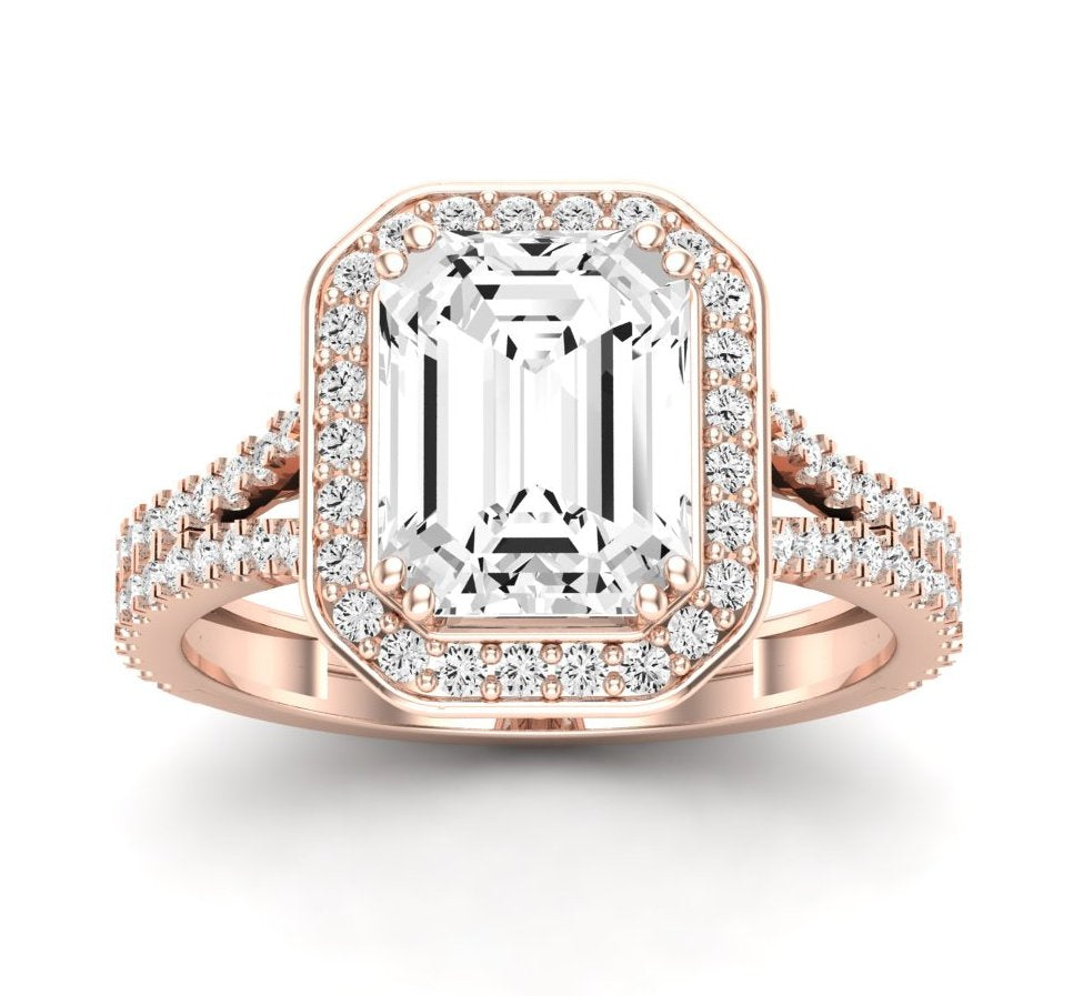 Tea Rose Emerald Moissanite Engagement Ring rosegold