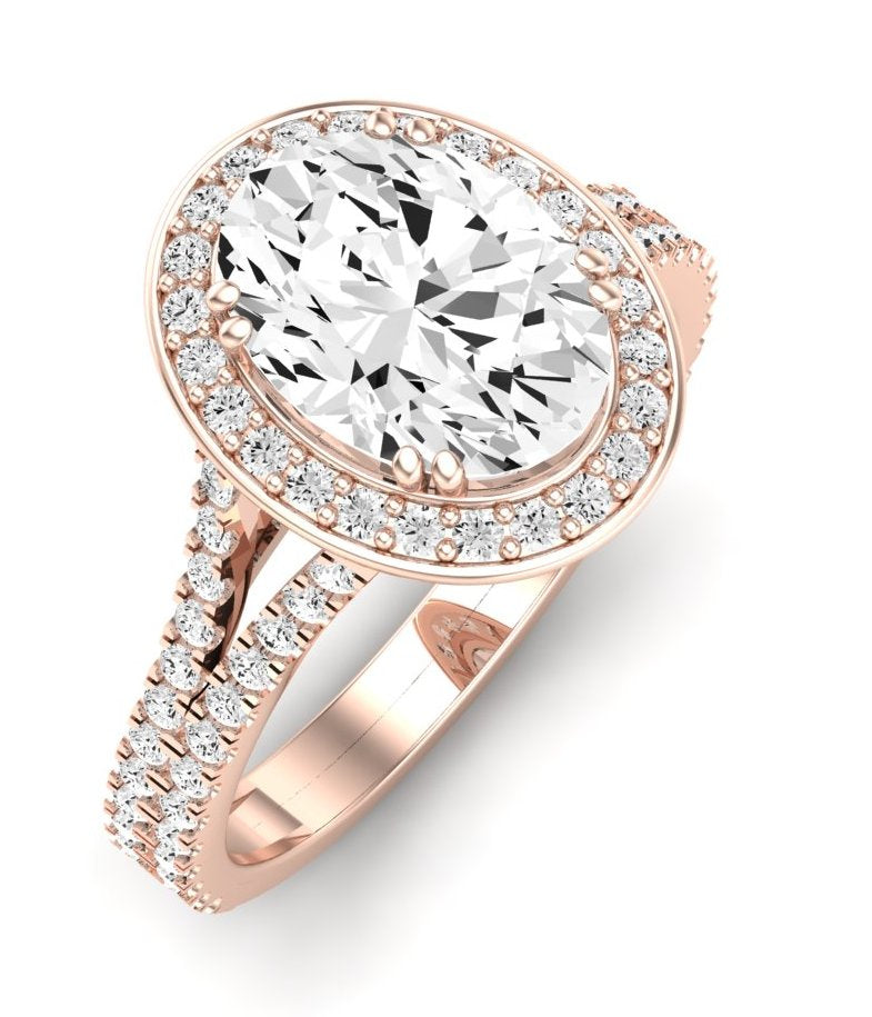 Tea Rose Oval Moissanite Engagement Ring rosegold