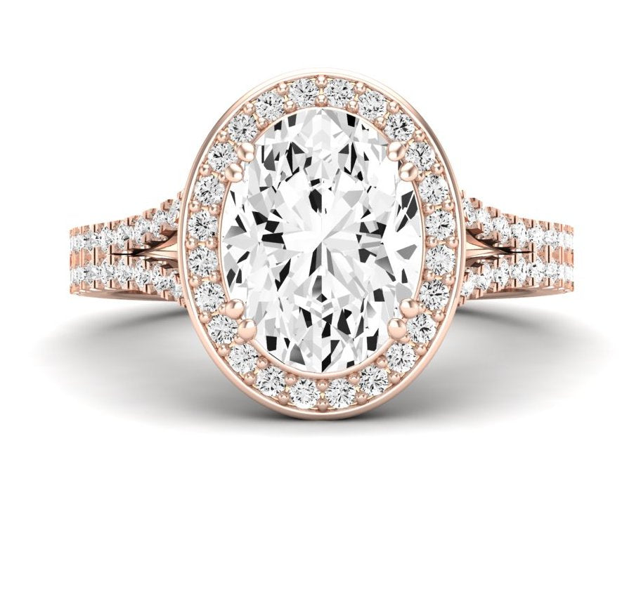 Tea Rose Oval Moissanite Engagement Ring rosegold