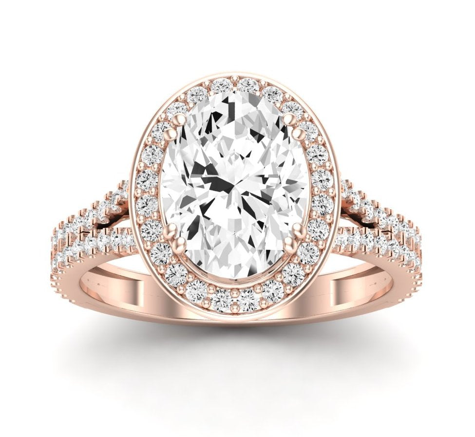 Tea Rose Oval Moissanite Engagement Ring rosegold