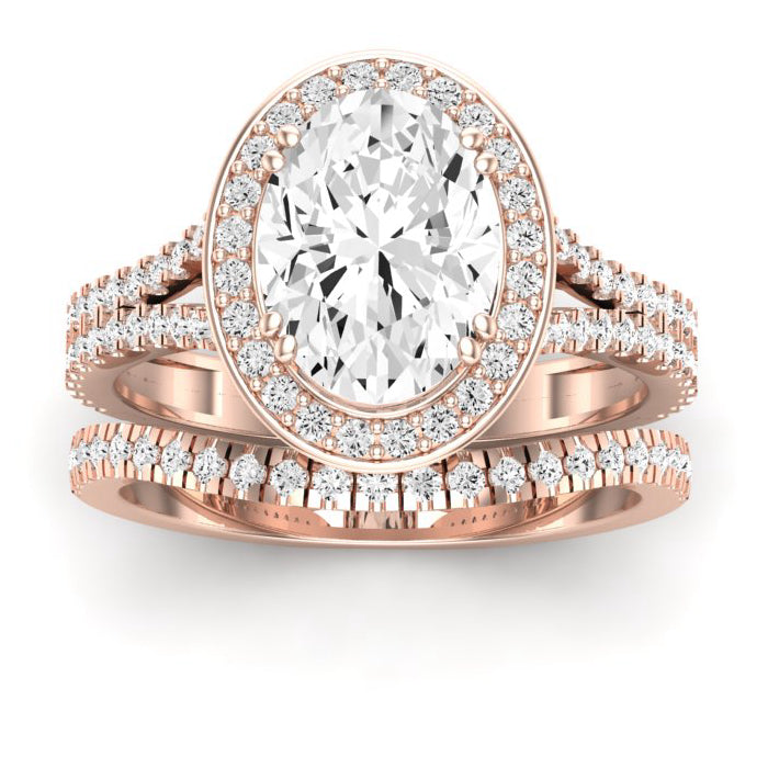 Tea Rose Diamond Matching Band Only (does Not Include Engagement Ring) For Ring With Oval Center rosegold