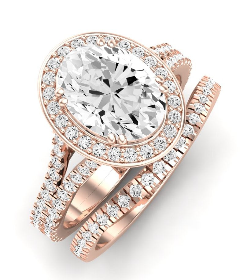 Tea Rose Oval Moissanite Bridal Set rosegold