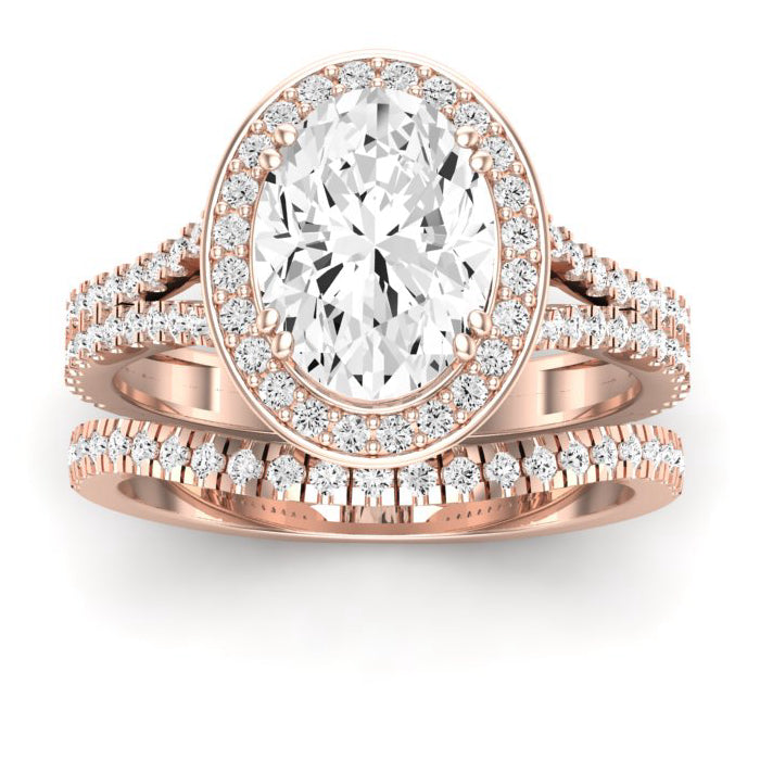 Tea Rose Oval Moissanite Bridal Set rosegold