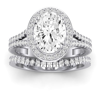 Tea Rose Moissanite Matching Band Only (does Not Include Engagement Ring) For Ring With Oval Center whitegold