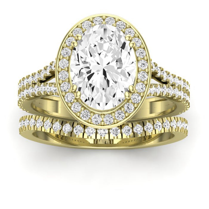 Tea Rose Diamond Matching Band Only (does Not Include Engagement Ring) For Ring With Oval Center yellowgold