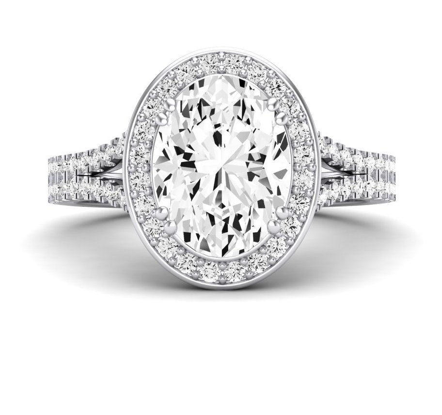 Tea Rose Oval Moissanite Engagement Ring whitegold