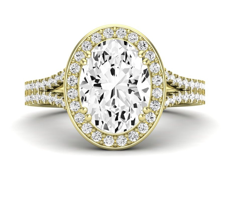 Tea Rose Oval Moissanite Engagement Ring yellowgold