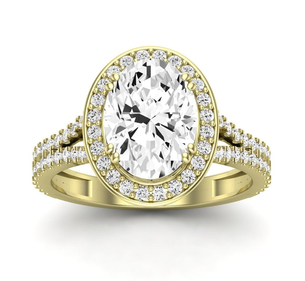 Tea Rose Oval Moissanite Engagement Ring yellowgold