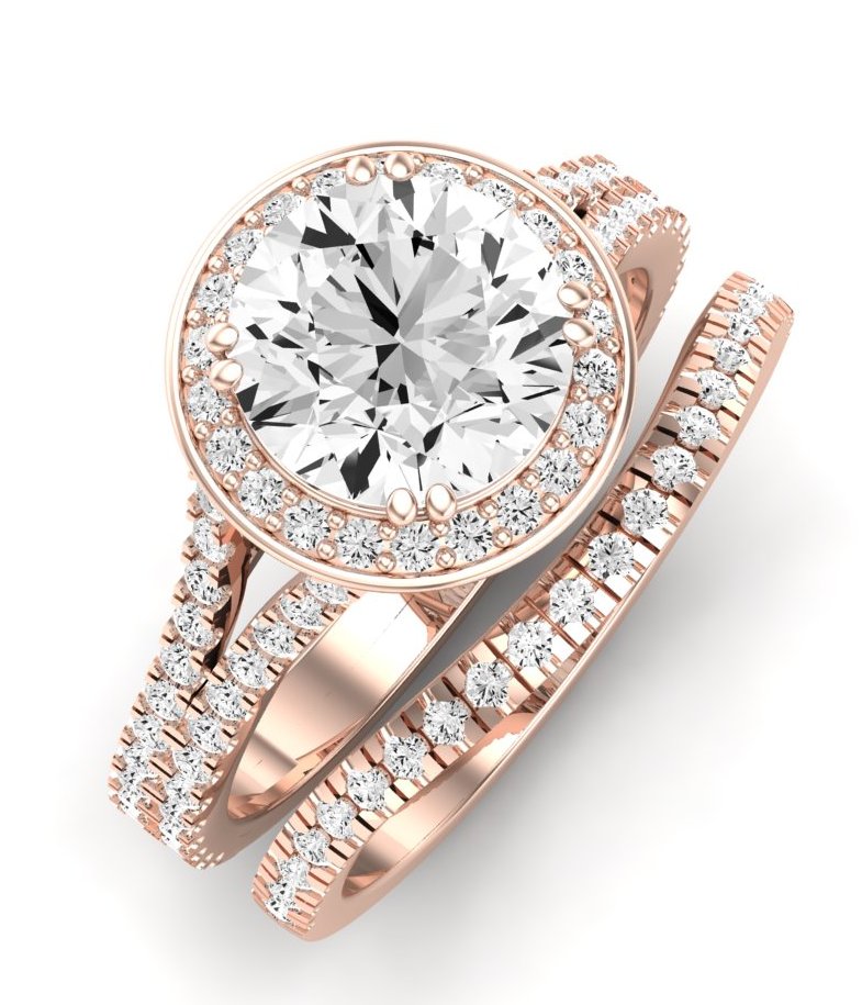 Tea Rose Moissanite Matching Band Only (does Not Include Engagement Ring) For Ring With Round Center rosegold