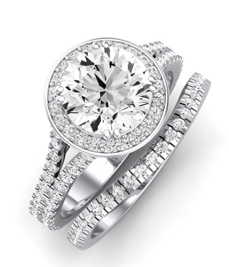 Tea Rose Moissanite Matching Band Only (does Not Include Engagement Ring) For Ring With Round Center whitegold