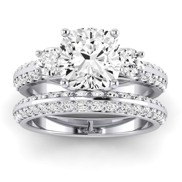 Thistle Moissanite Matching Band Only (does Not Include Engagement Ring) For Ring With Cushion Center whitegold