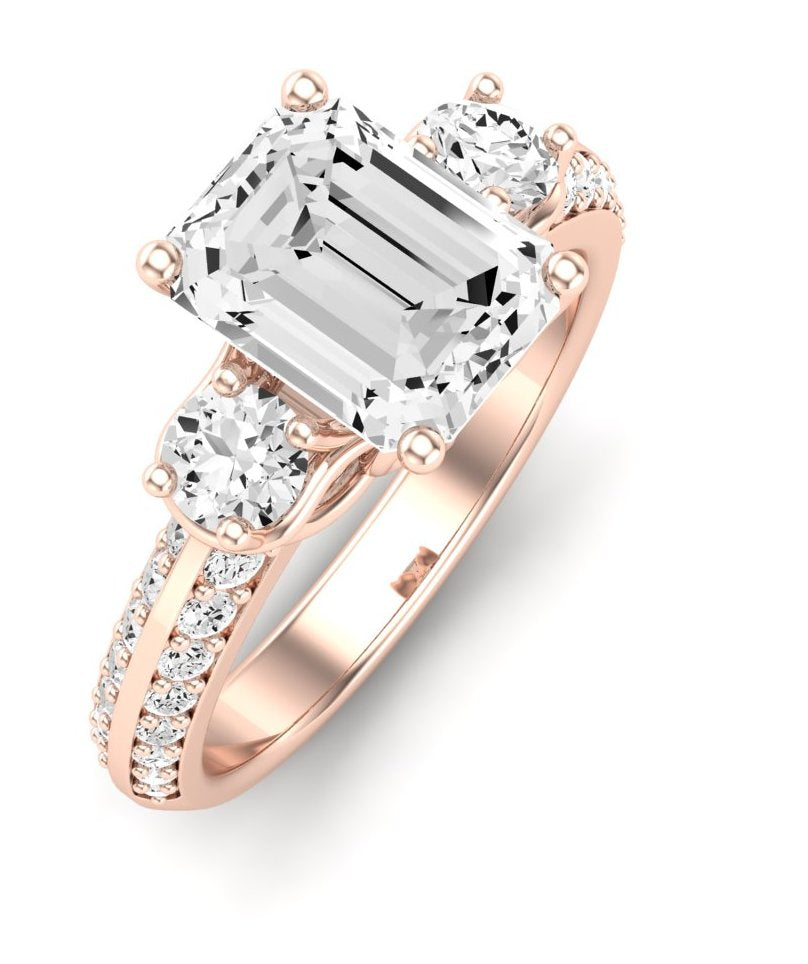 Thistle Emerald Moissanite Engagement Ring rosegold