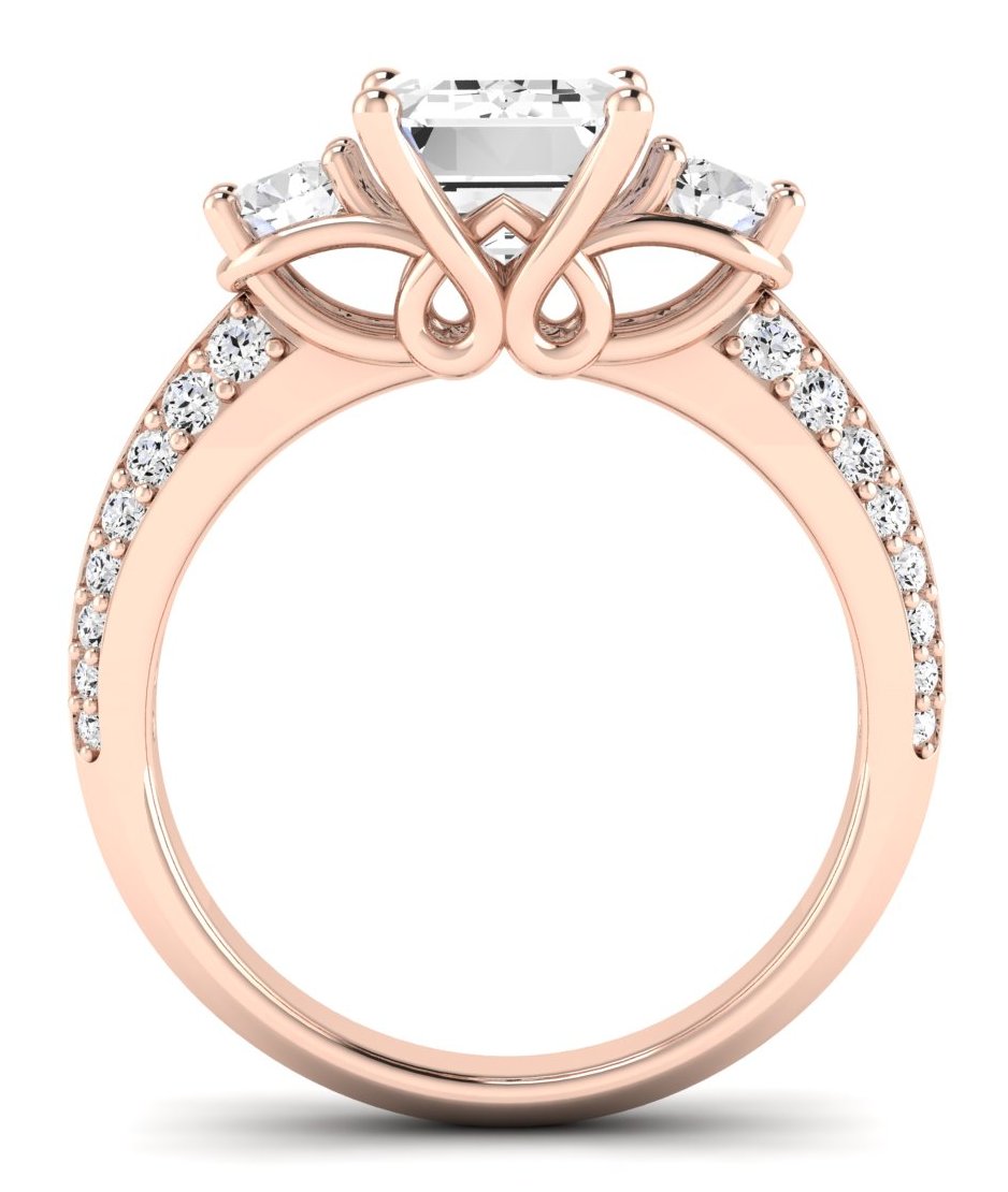 Thistle Emerald Moissanite Engagement Ring rosegold