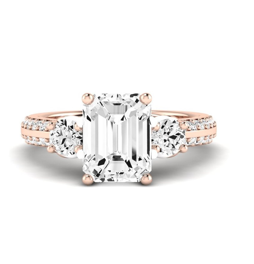 Thistle Emerald Moissanite Engagement Ring rosegold