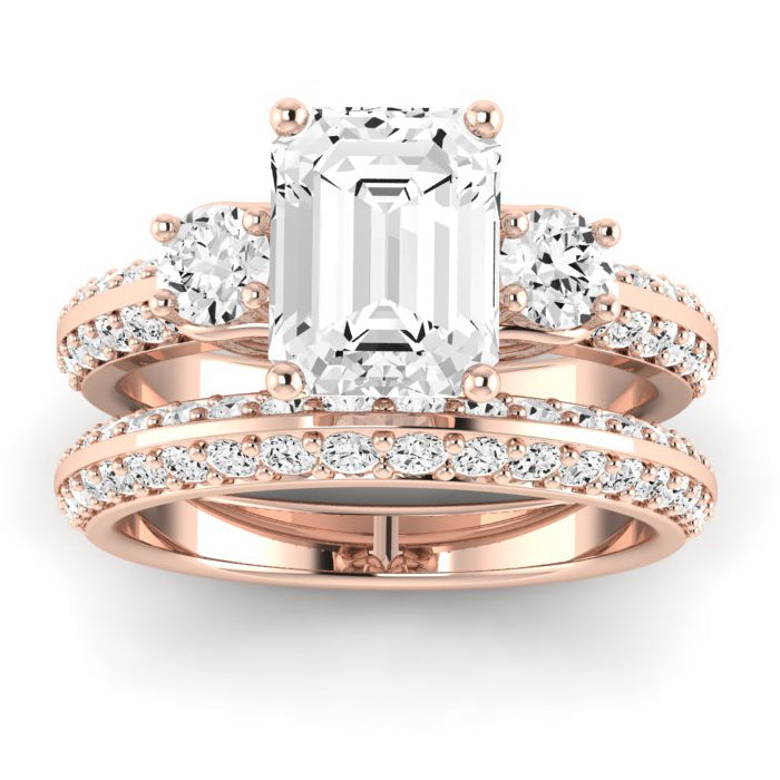 Thistle Emerald Diamond Bridal Set (Lab Grown Igi Cert) rosegold