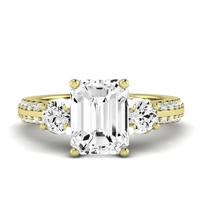 Thistle Emerald Moissanite Engagement Ring yellowgold