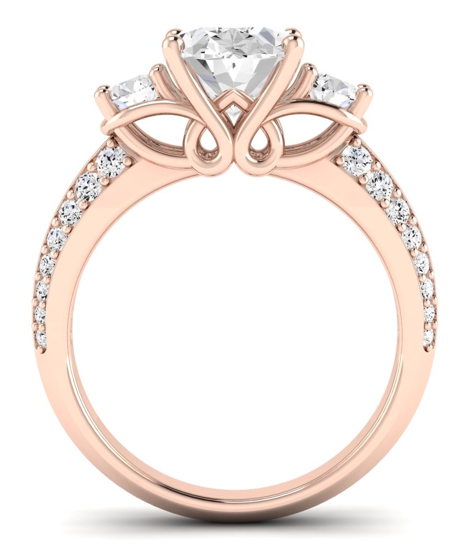 Thistle Oval Moissanite Engagement Ring rosegold