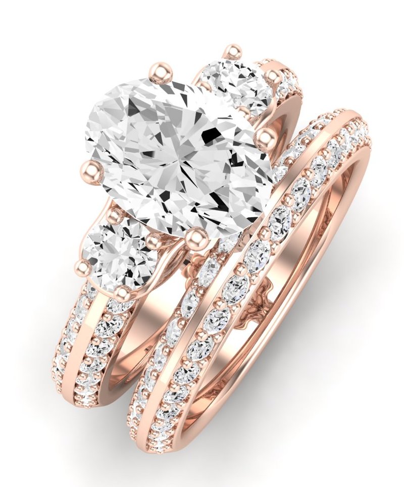 Thistle Diamond Matching Band Only ( Engagement Ring Not Included) For Ring With Oval Center rosegold