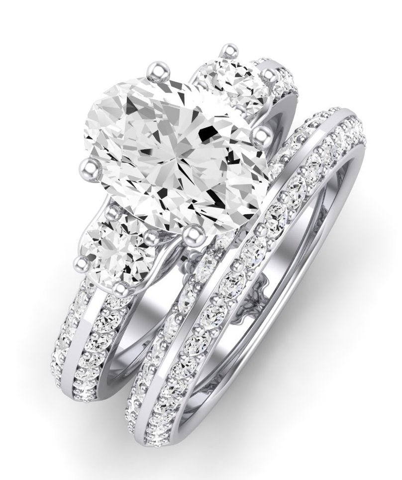 Thistle Oval Moissanite Bridal Set whitegold