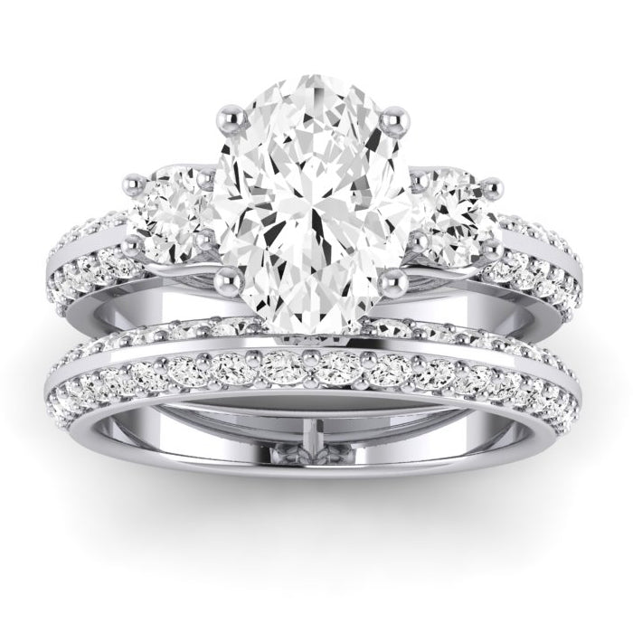 Thistle Moissanite Matching Band Only ( Engagement Ring Not Included) For Ring With Oval Center whitegold
