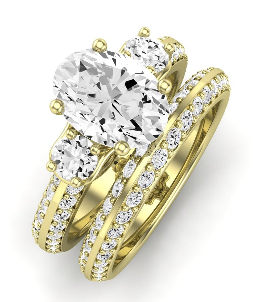 Thistle Moissanite Matching Band Only ( Engagement Ring Not Included) For Ring With Oval Center yellowgold