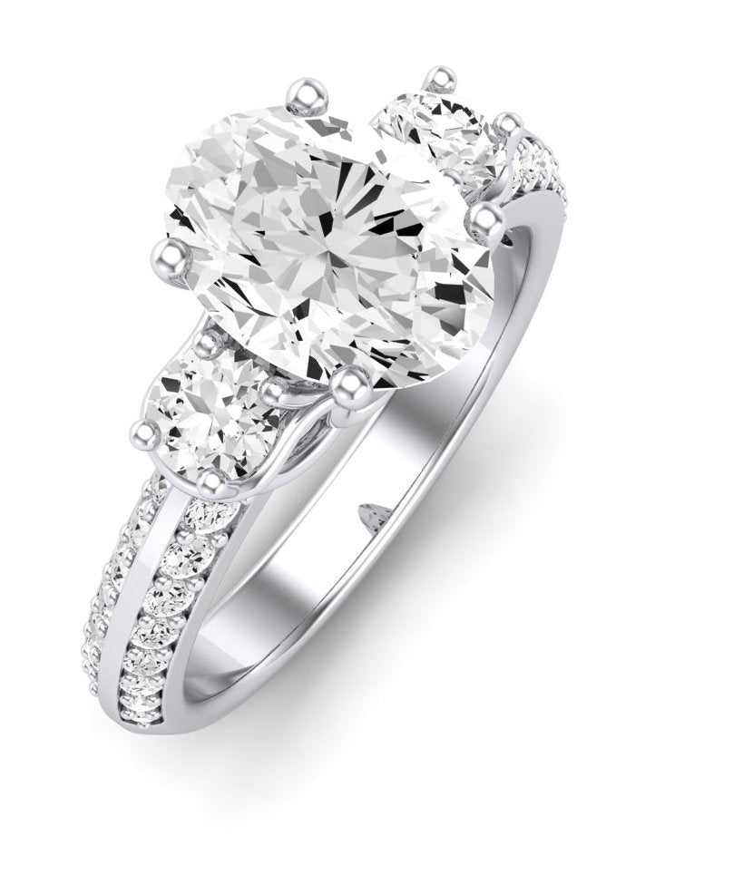 Thistle Oval Moissanite Engagement Ring whitegold