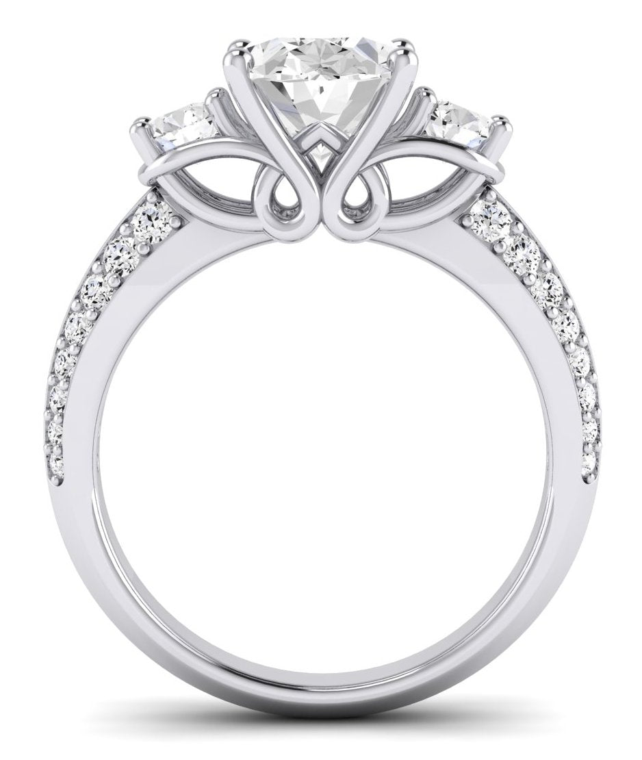 Thistle Oval Moissanite Engagement Ring whitegold