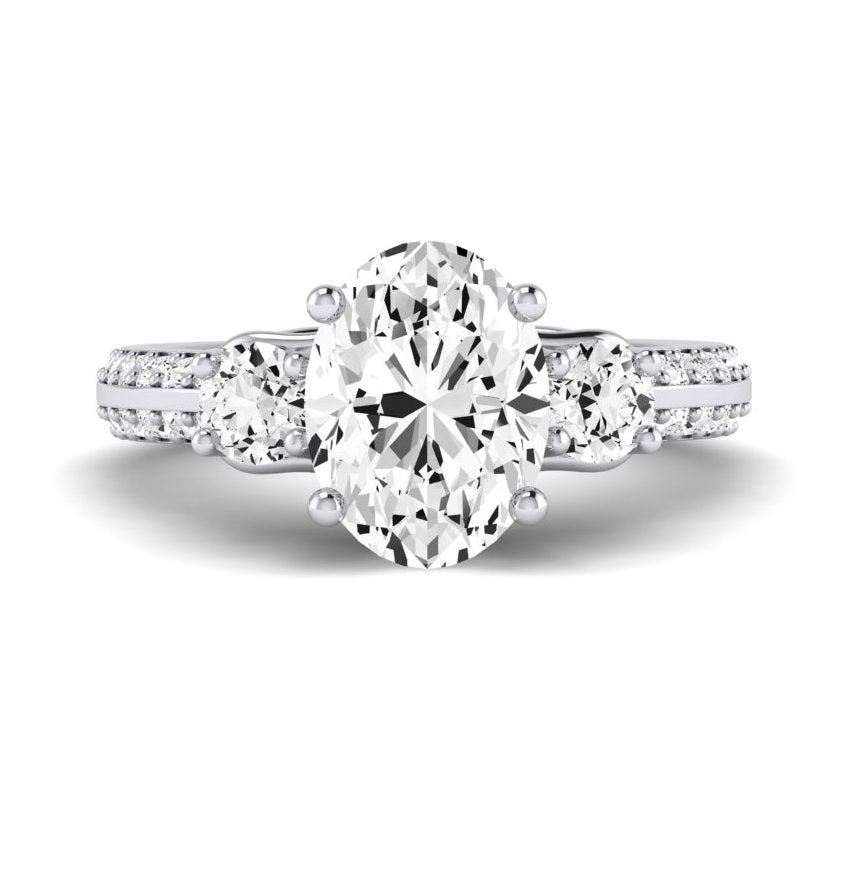 Thistle Oval Moissanite Engagement Ring whitegold