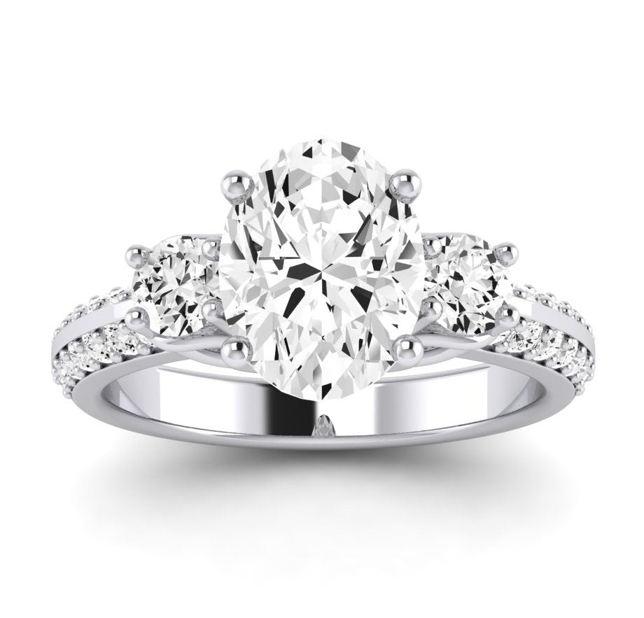 Thistle Oval Moissanite Engagement Ring whitegold