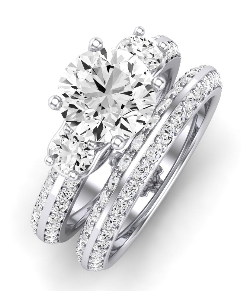 Thistle Moissanite Matching Band Only (does Not Include Engagement Ring) For Ring With Round Center whitegold