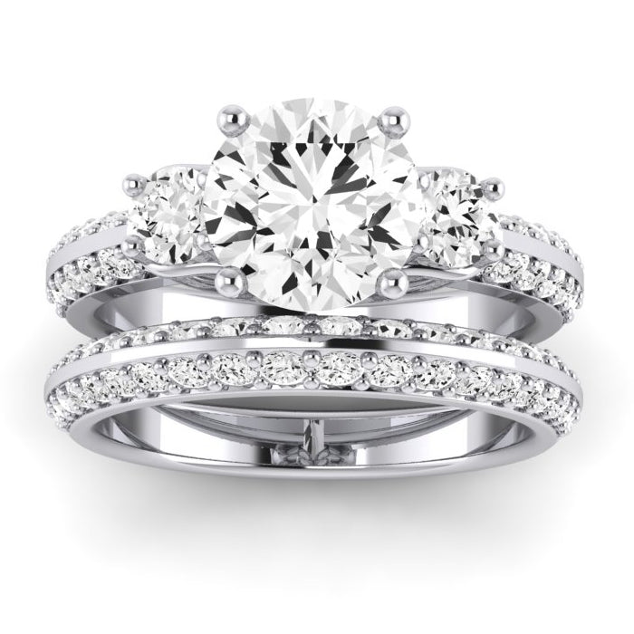 Thistle Moissanite Matching Band Only (does Not Include Engagement Ring) For Ring With Round Center whitegold
