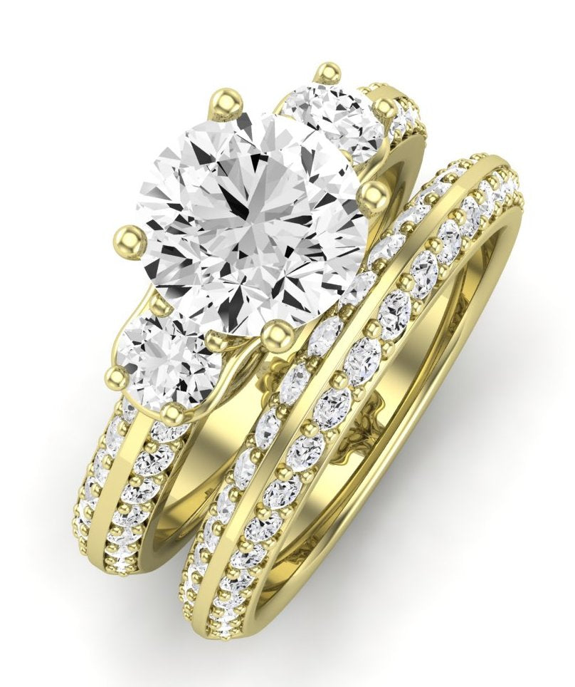 Thistle Moissanite Matching Band Only (does Not Include Engagement Ring) For Ring With Round Center yellowgold