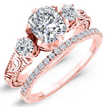 Tuberose Moissanite Matching Band Only (engagement Ring Not Included) For Ring With Cushion Center rosegold